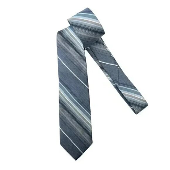Pierre Cardin Paris Tie Light Blue Striped Slim Tie - Picture 7 of 7